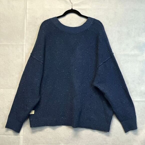 NWT a.n.a. Women’s 2X Sweater Y Neck Pullover Bijou Blue Drop Shoulder Stretch - Picture 11 of 16